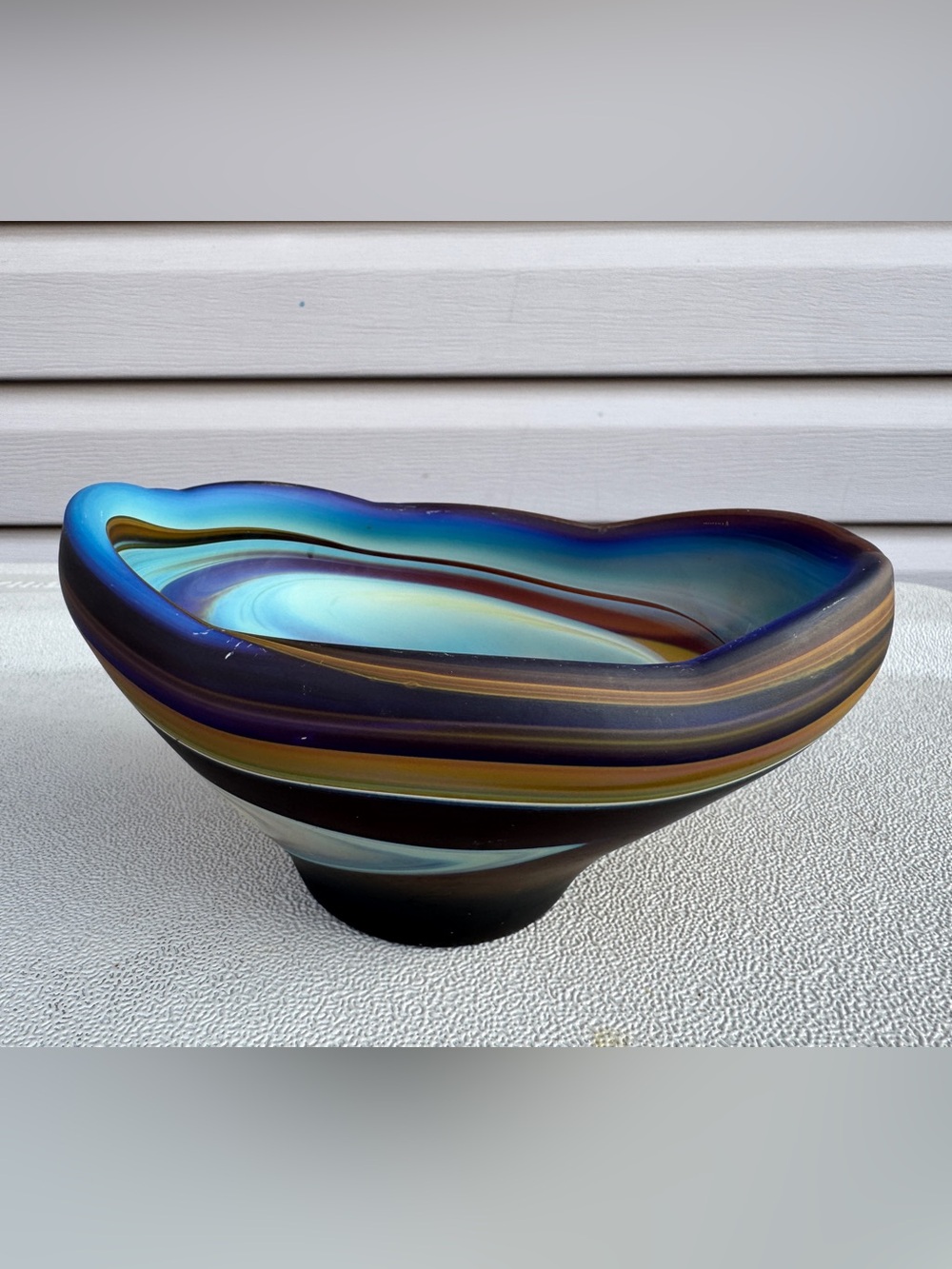 Italian Hand Blown Satin Glass Swirl Bowl Phoenician - style art glass